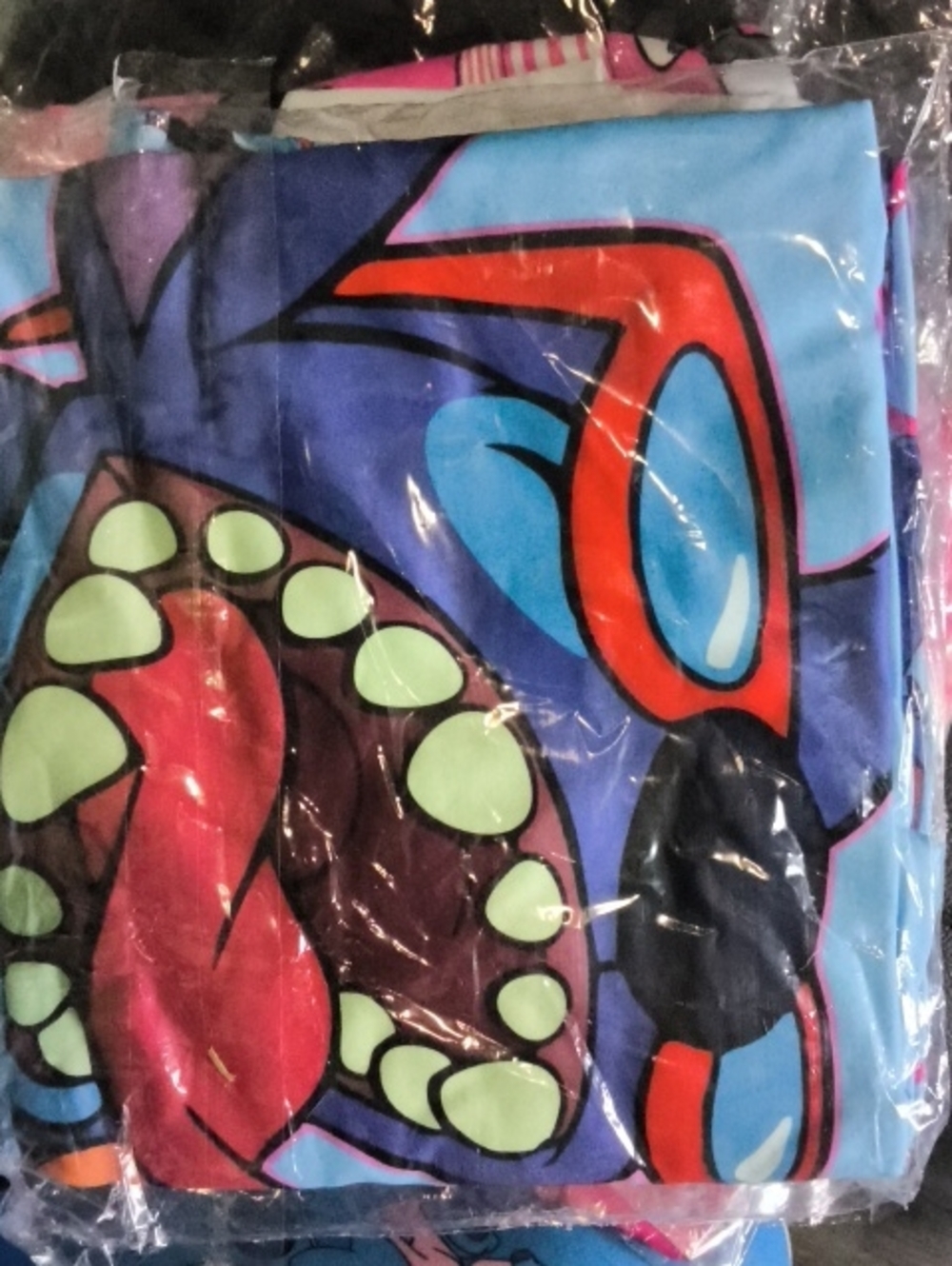 Blue and Red Abstract Monster Wall Art Print - Home Art